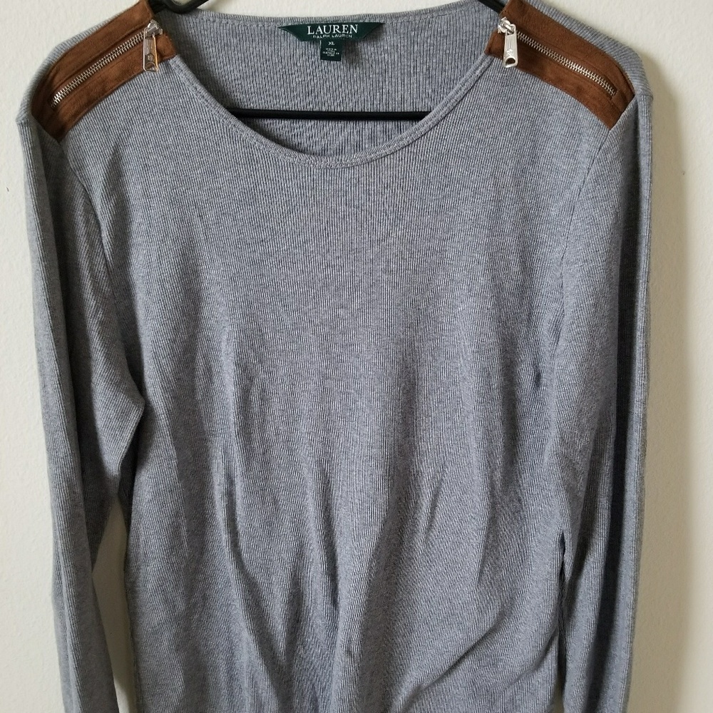 Ralph Lauren Grey Brown zip shoulder ribber